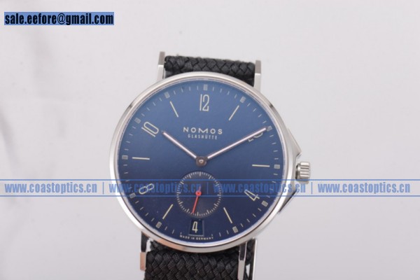 Nomos Glashutte Tangente 38 Date Best Replica Watch Steel 123BL Blue Dial Nylon Strap