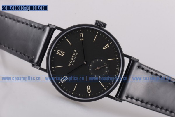 Nomos Glashutte Tangente 33 Watch Best Replica PVD 123AB Black Dial Leather Strap