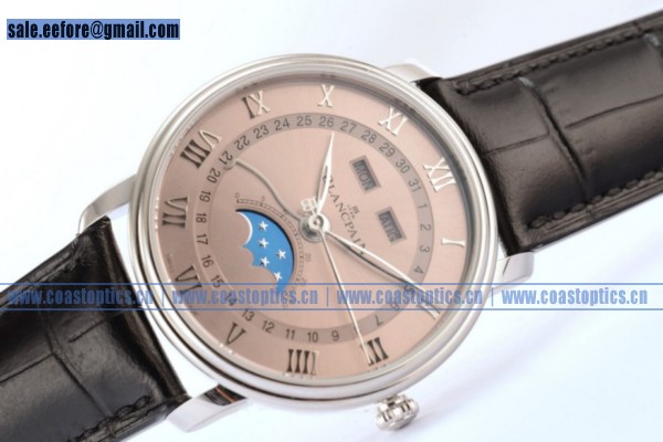 Replica BlancPain Villeret Moonphase & Complete Calendar Watch Steel 6654a-1504-55b (EF)