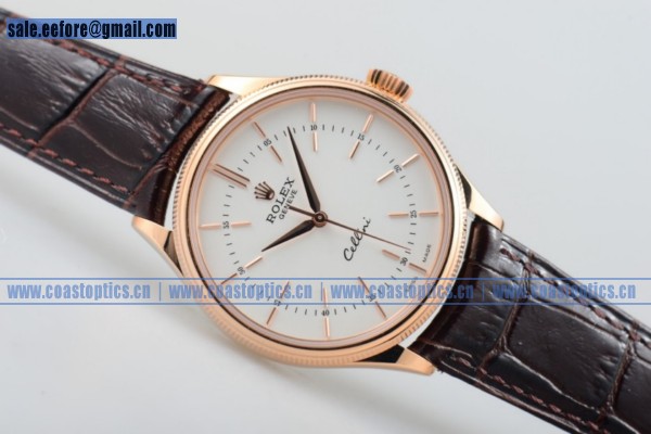 Perfect Replica Rolex Cellini Time Watch Rose Gold 55056 Wht (BP) - 1:1