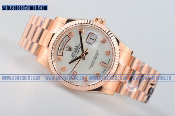 Perfect Replica Rolex Day-Date Watch Rose Gold 218235 whidp (BP)