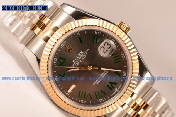 Rolex Datejust 37mm Eta 2836 Two Tone 116233 csj With Grey Dial With Green Roman Markers (BP)