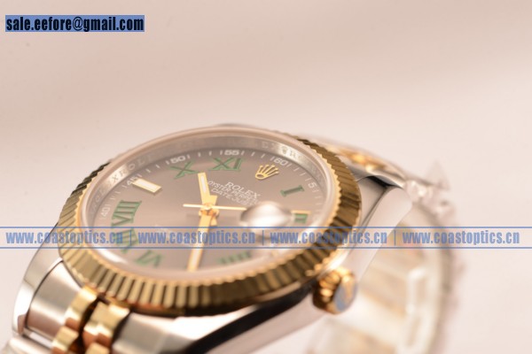 Rolex Datejust 37mm Eta 2836 Two Tone 116233 csj With Grey Dial With Green Roman Markers (BP)