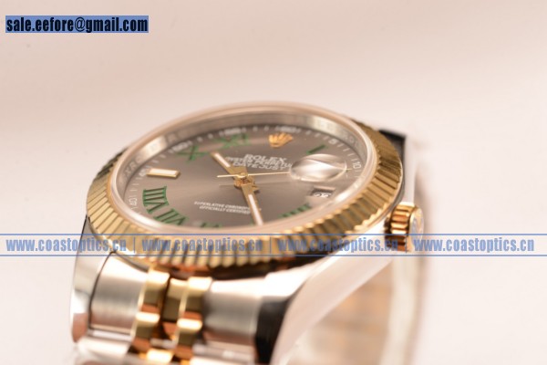Rolex Datejust 37mm Eta 2836 Two Tone 116233 csj With Grey Dial With Green Roman Markers (BP)