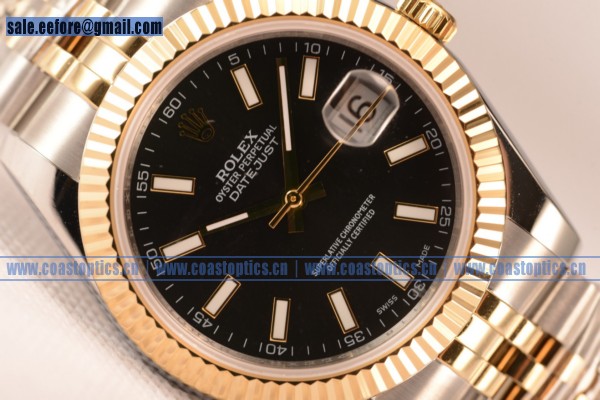 Rolex Datejust 37mm A2836 Two Tone 116233 brwsj With Black Dial (BP)