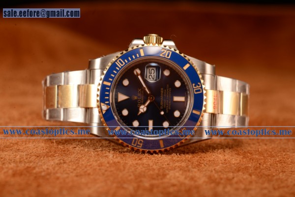 Top Quality Rolex Submariner Two Tone Case Blue Dial Stick/Dot Markers Two Tone Bracelet 116613bl