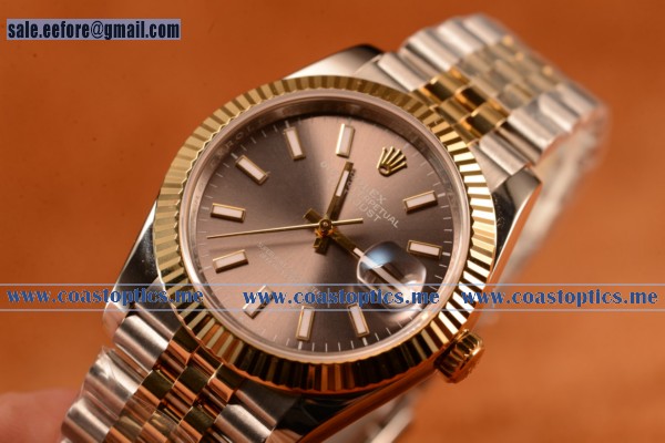 Rolex Datejust 37mm Swiss Eta 2836 Automatic Two Tone With Grey Dial And Stick Markers
