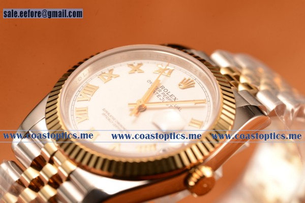 Rolex Datejust 37mm Swiss Eta 2836 Automatic Two Tone With White Dial And Roman Markers