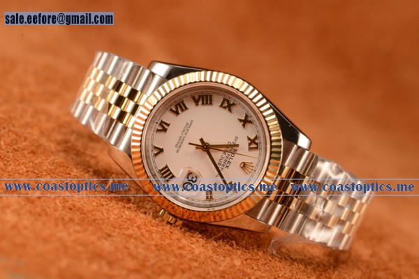 Rolex Datejust 37mm Swiss Eta 2836 Automatic Two Tone With White Dial And Roman Markers