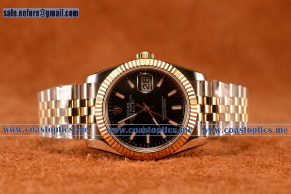 Rolex Datejust 37mm Swiss Eta 2836 Automatic Two Tone With Black Dial And Stick Markers