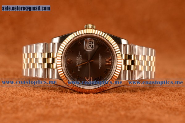 Rolex Datejust 37mm Swiss Eta 2836 Automatic Two Tone With Grey Dial And Roman Diamonds Markers