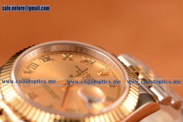 Rolex Datejust 37mm Swiss Eta 2836 Automatic Two Tone With Yg Dial And Roman Markers