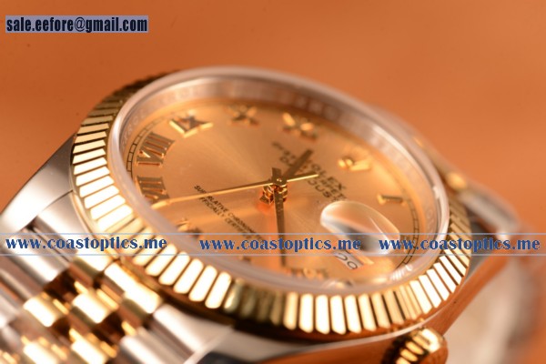 Rolex Datejust 37mm Swiss Eta 2836 Automatic Two Tone With Yg Dial And Roman Markers