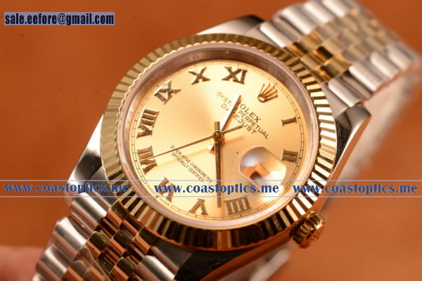 Rolex Datejust 37mm Swiss Eta 2836 Automatic Two Tone With Yg Dial And Roman Markers