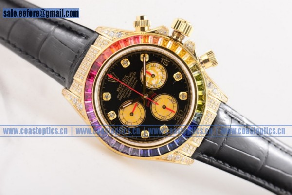 Perfect Replica Rolex Daytona Rainbow Watch Yellow Gold 116599 RBOW (GF)