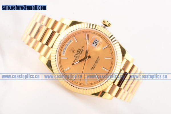 Best Replica Rolex Date-Day Watch Yellow Gold 228238-CHPSP (BP)