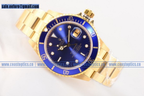 Rolex Submariner Watch Yellow Gold 1:1 Replica 116618LB (BP)
