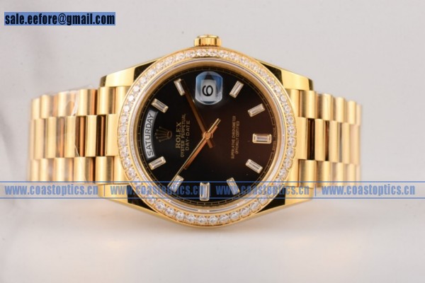 Rolex Day-Date Watch Yellow Gold Perfect Replica 118238BLKSD(BP)