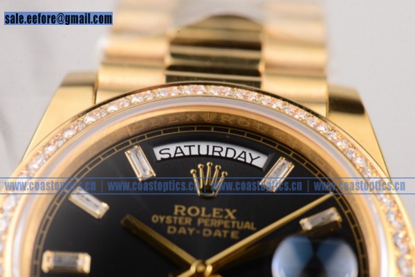 Rolex Day-Date Watch Yellow Gold Perfect Replica 118238BLKSD(BP)