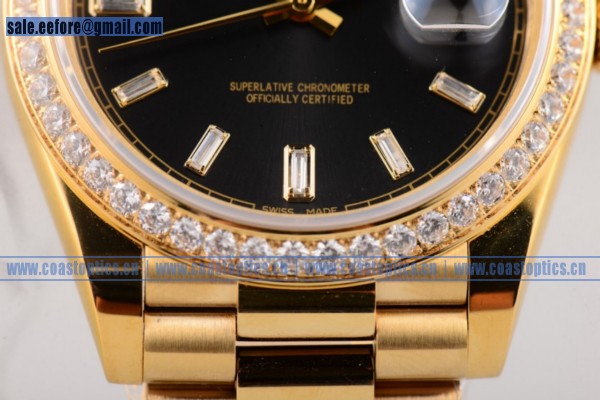 Rolex Day-Date Watch Yellow Gold Perfect Replica 118238BLKSD(BP)