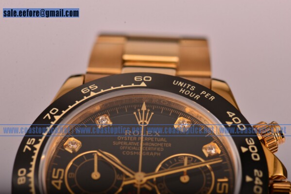 Rolex Daytona Perfect Replica Watch Yellow Gold 116529 blkd