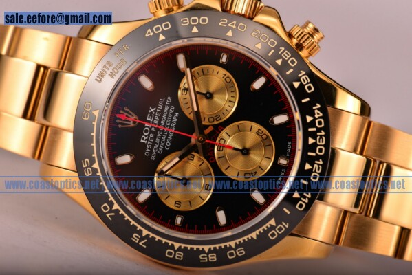 Perfect Replica Rolex Daytona Watch Yellow Gold 116529 blks