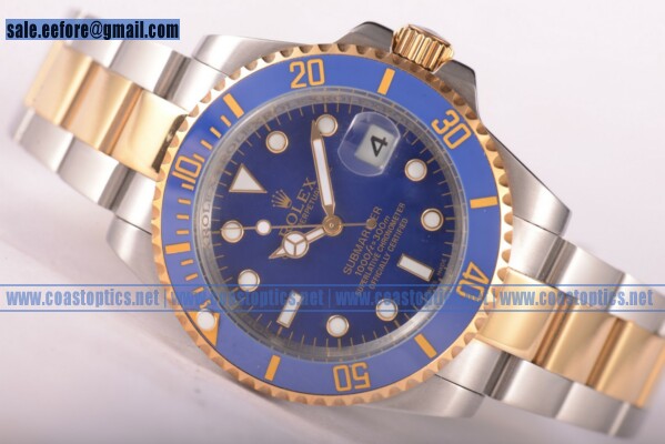 Replica Rolex Submariner Watch Two Tone 116613 blu (2836 +120) - Click Image to Close