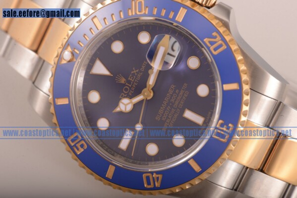 Rolex Submariner Perfect Replica Watch Two Tone 116613 blu