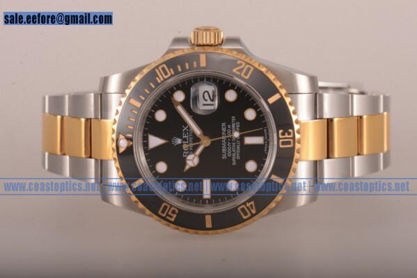 Perfect Replica Rolex Submariner Watch Two Tone 116613 bk