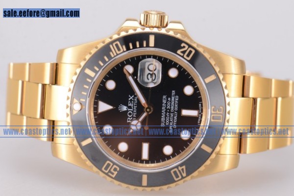 Rolex Submariner Best Replica Watch Yellow Gold 116618 bk (BP) - Click Image to Close