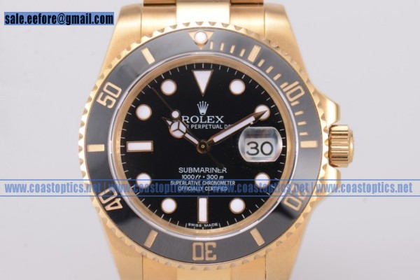 Rolex Submariner Best Replica Watch Yellow Gold 116618 bk (BP)