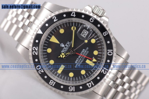 Rolex GMT-Master Vintage Watch Steel 1658001 Replica Black Bezel Yellow Markers