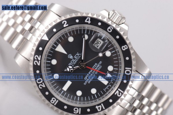 Rolex GMT-Master Vintage Watch Steel 116730LN Black Bezel Replica White Markers