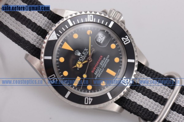 Rolex Submariner Vintage Watch Steel 1665 Black Dial Nylon Strap Replica