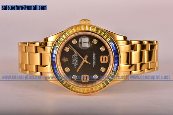 Rolex Datejust Pearlmaster Perfect Replica Watch 80289 pbd Yellow Gold (BP)