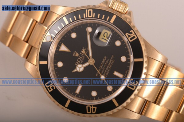 Rolex Submariner Best Replica Watch Yellow Gold 116618 bk (BP)