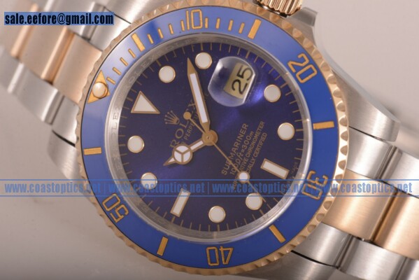 Rolex Replica Submariner Watch Two Tone 116613 blu